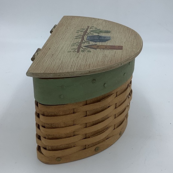 Half Round Lidded Basket with Hand-painted Birdhouse Lid - Picture 5 of 10